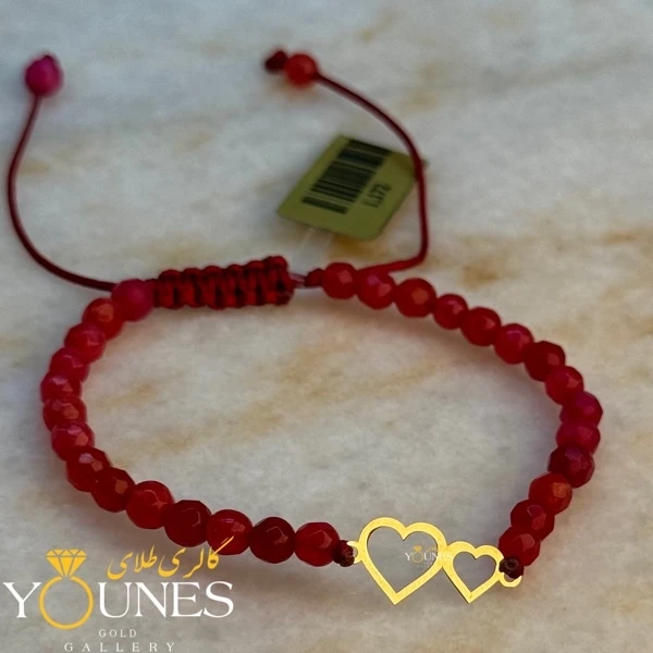 دستبند قلبی دوتایی طلا لیزری